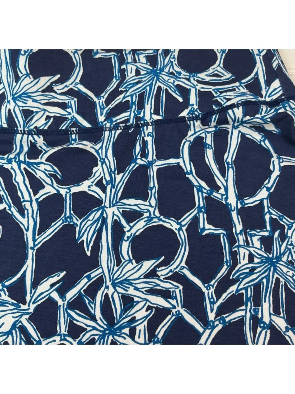 Lilly Pulitzer Bamboo Print A-Line Skirt Blue & White Rayon Spandex Womens Mediu